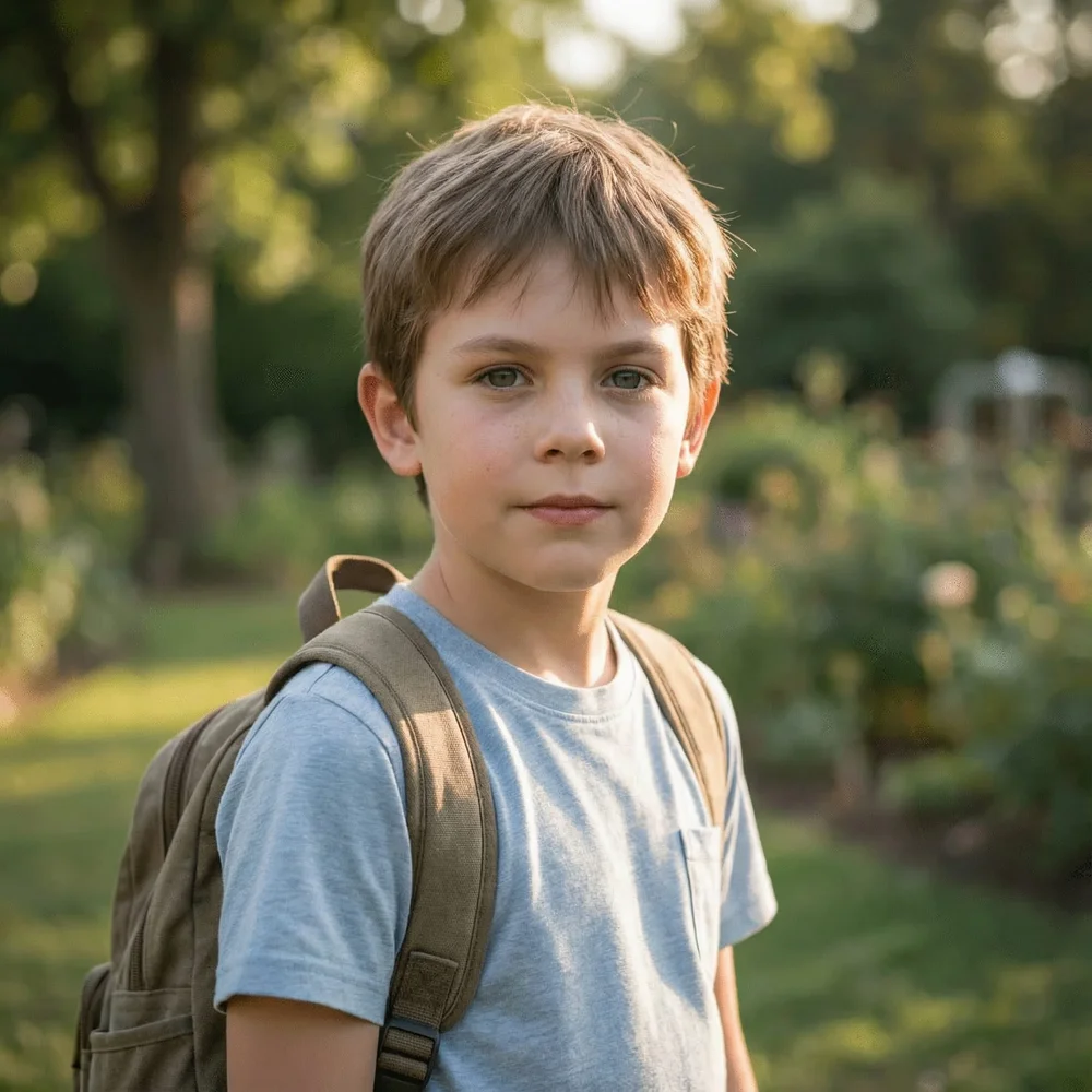Teen with Backpack, Daily Life Look
