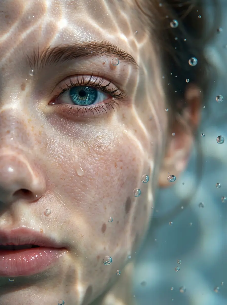 The Submerged Gaze: A Surreal Half-Portrait