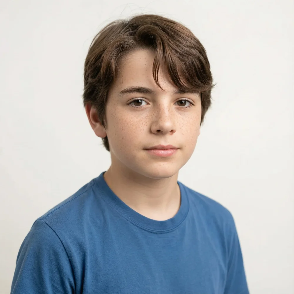 Minimalist Teen Portrait, Clean Background